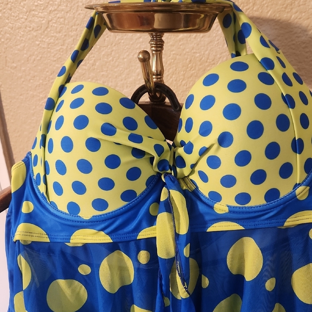 Next Green and Blue One Piece Swim Dress - Picture 2 of 7